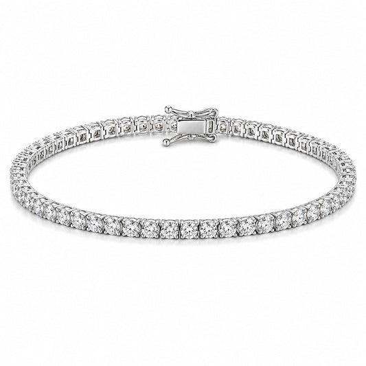 14k White Gold Sparkling Wedding Tennis Bracelet Certified Natural Diamond 6Ct