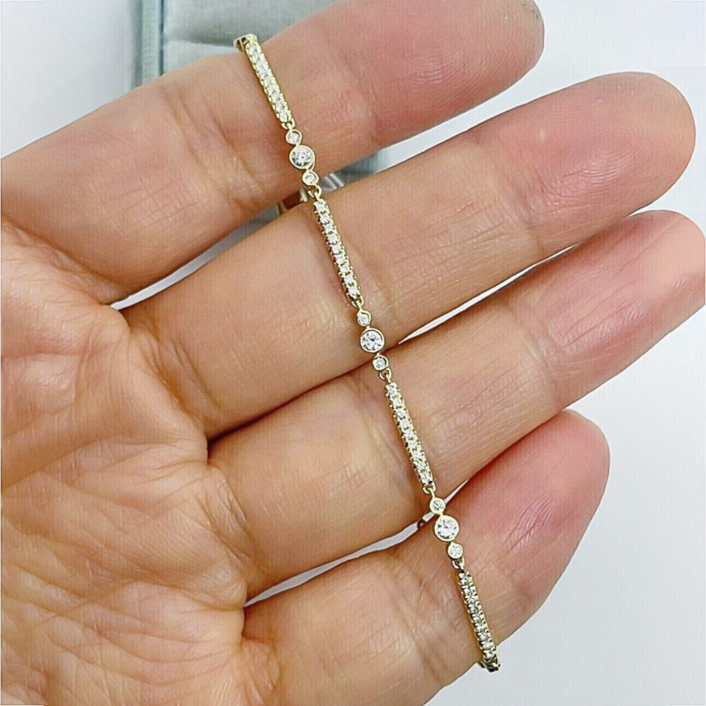 2Ct Round Cut Natural Diamond GH/SI Tennis Women's Bracelet 14k Yellow Gold