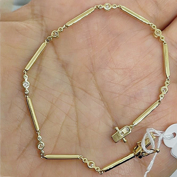 2Ct Round Cut Natural Diamond GH/SI Tennis Women's Bracelet 14k Yellow Gold