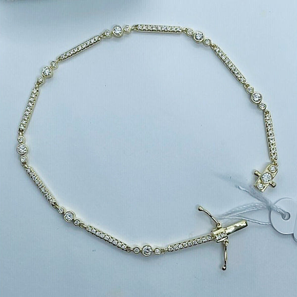 2Ct Round Cut Natural Diamond GH/SI Tennis Women's Bracelet 14k Yellow Gold
