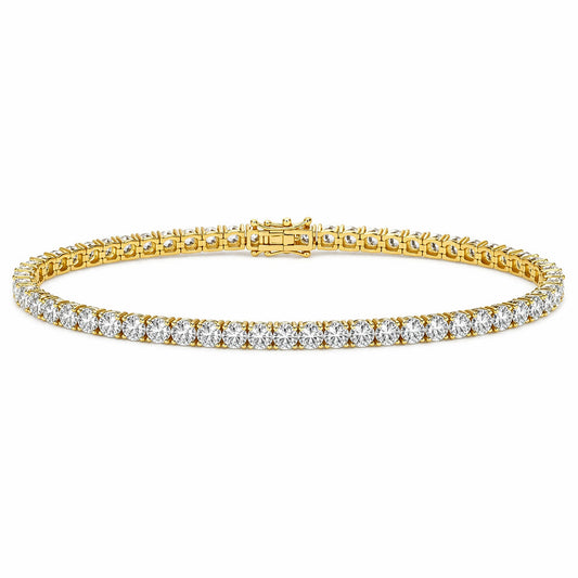 GH/VS Certified 6Ct Round Cut Sparkling Natural Diamond 14k Gold Tennis Bracelet
