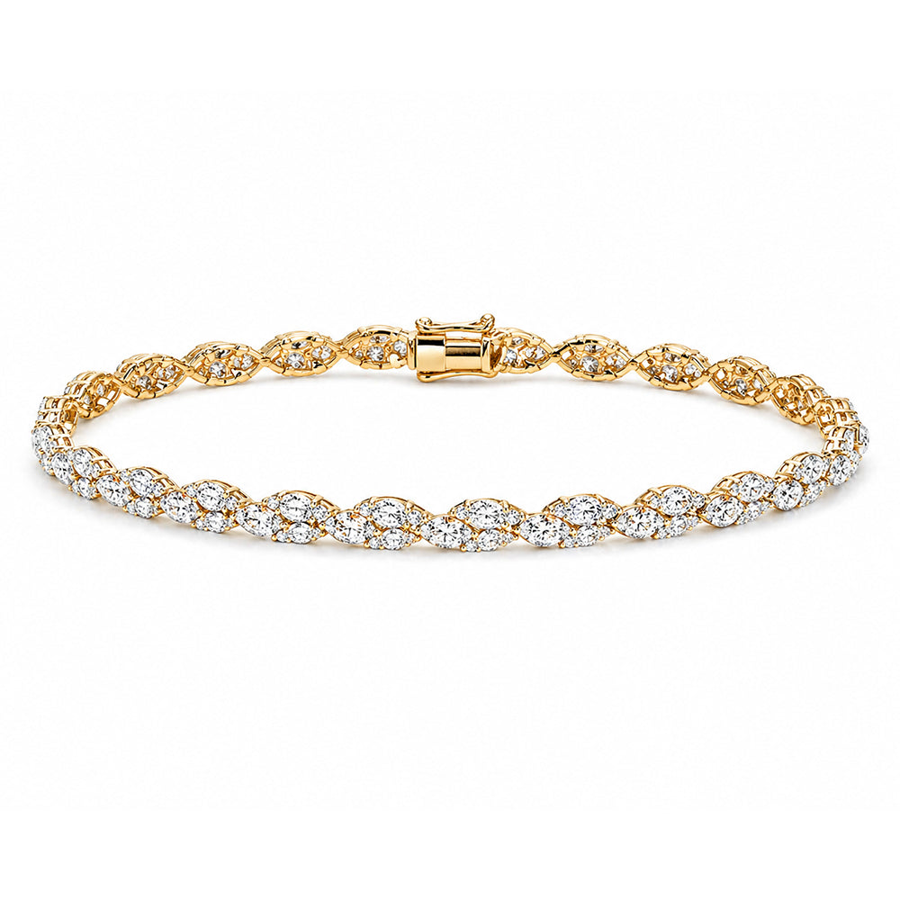 14K Yellow Gold Lab Grown Diamond Charm Tennis Bracelet Marquise Cut Minimalist