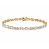14K Yellow Gold Lab Grown Diamond Charm Tennis Bracelet Marquise Cut Minimalist