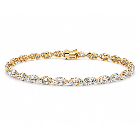14K Yellow Gold Lab Grown Diamond Charm Tennis Bracelet Marquise Cut Minimalist