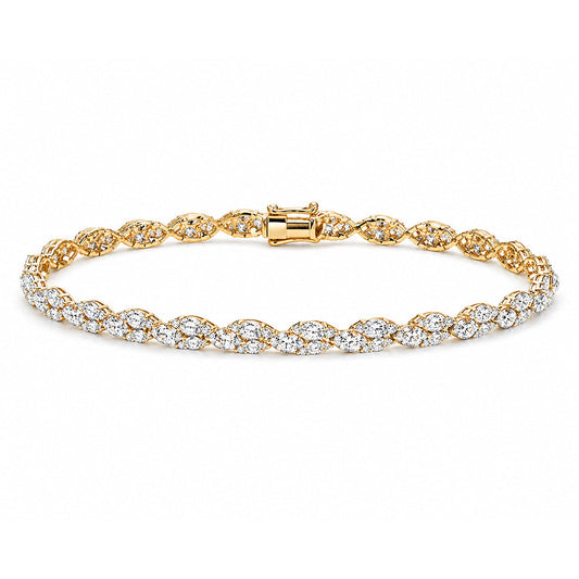 14K Yellow Gold Lab Grown Diamond Charm Tennis Bracelet Marquise Cut Minimalist