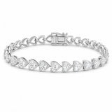 14K White Gold Heart-Cut Lab-Grown Diamond Tennis Bracelet Mother's Special Gift