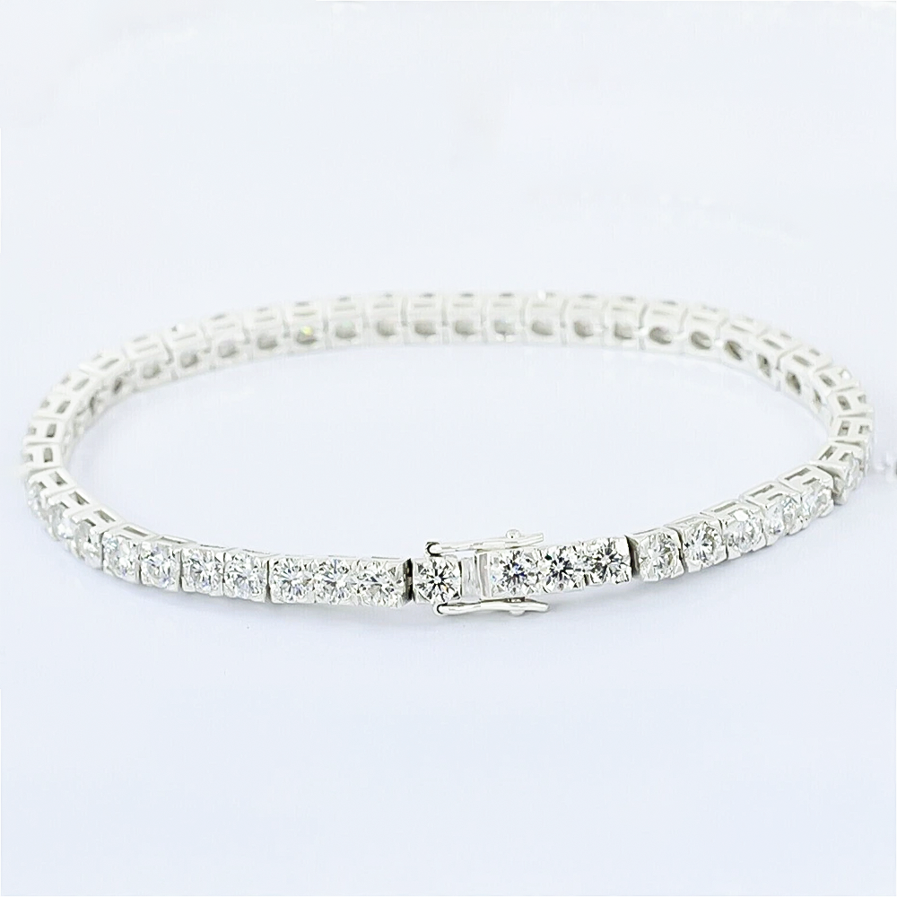 5Ct Round Cut GH/VS Natural Diamond Tennis Bracelet Birthday Gift 14k White Gold - Image 2 - GEMHUB