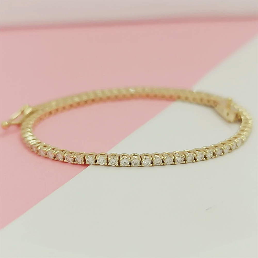 Women's Tennis Bracelet 14k Yellow Gold 4.20Ct Round Natural GH/VS Diamond - GEMHUB