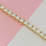 Women's Tennis Bracelet 14k Yellow Gold 4.20Ct Round Natural GH/VS Diamond - Image 2 - GEMHUB