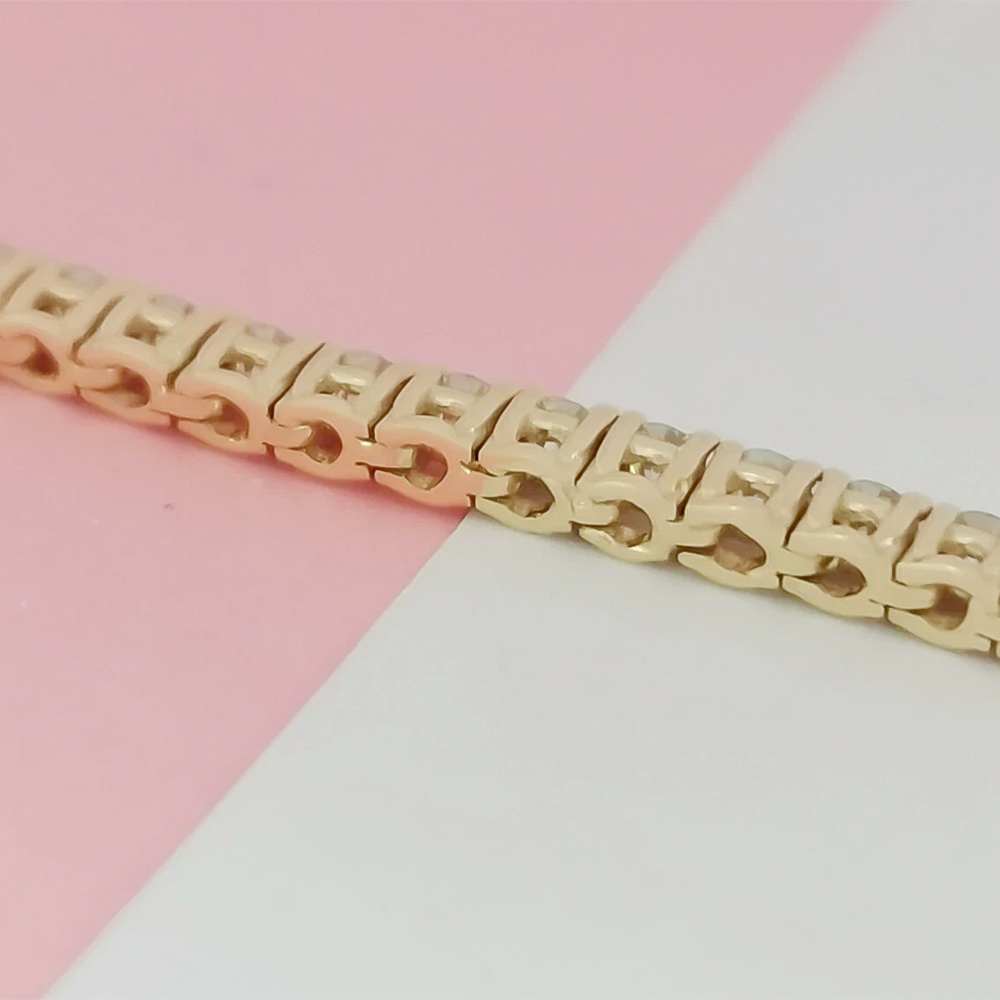 Women's Tennis Bracelet 14k Yellow Gold 4.20Ct Round Natural GH/VS Diamond - Image 3 - GEMHUB