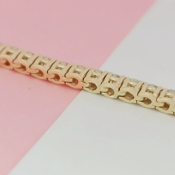 Women's Tennis Bracelet 14k Yellow Gold 4.20Ct Round Natural GH/VS Diamond - Image 3 - GEMHUB