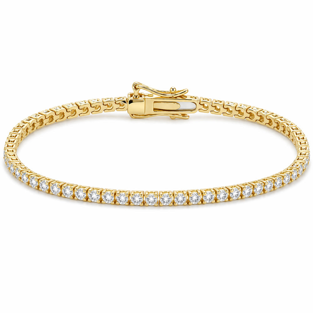 Women's Tennis Bracelet 14k Yellow Gold 4.20Ct Round Natural GH/VS Diamond