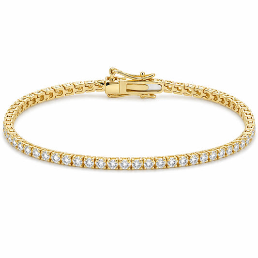 Women's Tennis Bracelet 14k Yellow Gold 4.20Ct Round Natural GH/VS Diamond
