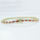 14k Gold Natural Orange Sapphire & Diamond Tennis Bracelet For Wedding Gift - GEMHUB
