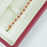 14k Gold Natural Orange Sapphire & Diamond Tennis Bracelet For Wedding Gift - Image 2 - GEMHUB