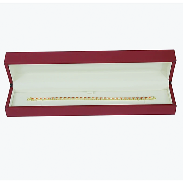14k Gold Natural Orange Sapphire & Diamond Tennis Bracelet For Wedding Gift - Image 3 - GEMHUB