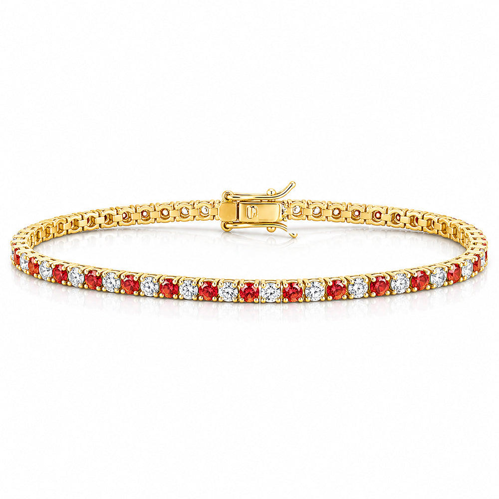 14k Gold Natural Orange Sapphire & Diamond Tennis Bracelet For Wedding Gift
