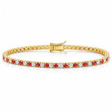 14k Gold Natural Orange Sapphire & Diamond Tennis Bracelet For Wedding Gift