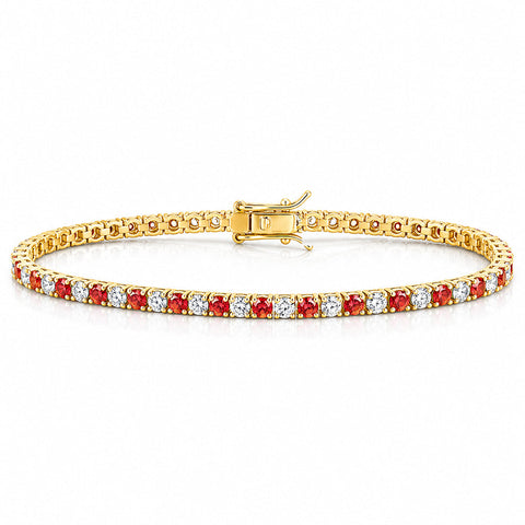 14k Gold Natural Orange Sapphire & Diamond Tennis Bracelet For Wedding Gift