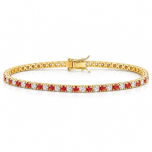 14k Gold Natural Orange Sapphire & Diamond Tennis Bracelet For Wedding Gift
