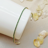 UGL Certified Natural Green Emerald Round Tennis Bracelet Daily Wear 14k Gold - Image 3 - GEMHUB