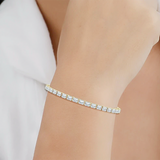 14k Yellow Gold 4.0Ct Emerald Cut Lab Grown GDGL Diamond Tennis Bracelet Women's - GEMHUB