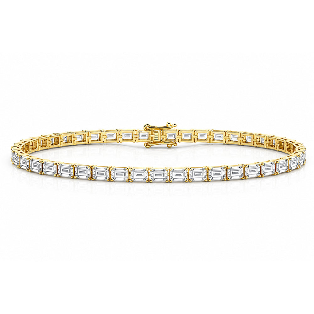 14k Yellow Gold 4.0Ct Emerald Cut Lab Grown GDGL Diamond Tennis Bracelet Women's