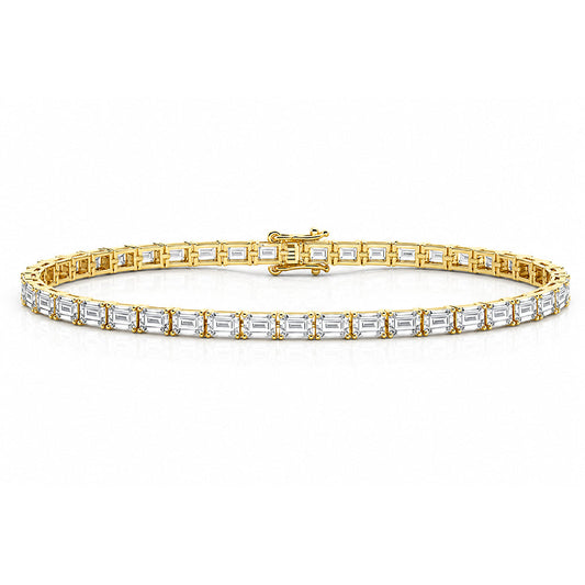 14k Yellow Gold 4.0Ct Emerald Cut Lab Grown GDGL Diamond Tennis Bracelet Women's