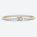 14k Yellow Gold 4.0Ct Emerald Cut Lab Grown GDGL Diamond Tennis Bracelet Women's - Image 4 - GEMHUB