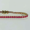 Natural 4.25 Ct Round Cut Red Ruby 14k Yellow Gold Tennis Bracelet For Women - GEMHUB