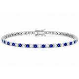Women's 6Ct Round Cut Natural Sapphire & Diamond Tennis Bracelet 14k White Gold