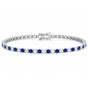 Women's 6Ct Round Cut Natural Sapphire & Diamond Tennis Bracelet 14k White Gold