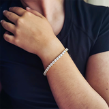 H-I-J/I1-I3 14k Yellow Gold 3.00CT Round Cut Natural Diamond Tennis Bracelet - GEMHUB