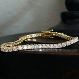 H-I-J/I1-I3 14k Yellow Gold 3.00CT Round Cut Natural Diamond Tennis Bracelet - Image 2 - GEMHUB