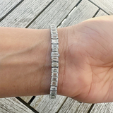 Unique Design Tennis Bracelet 14K White Gold Emerald Cut 12Ct Lab Grown Diamond - GEMHUB