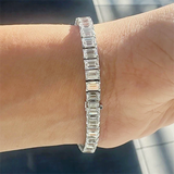Unique Design Tennis Bracelet 14K White Gold Emerald Cut 12Ct Lab Grown Diamond - Image 2 - GEMHUB