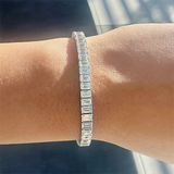 Unique Design Tennis Bracelet 14K White Gold Emerald Cut 12Ct Lab Grown Diamond - Image 3 - GEMHUB