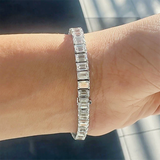 Unique Design Tennis Bracelet 14K White Gold Emerald Cut 12Ct Lab Grown Diamond - Image 4 - GEMHUB