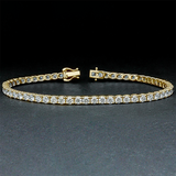 18k Yellow Gold 5.50Ct Round Certified Lab Grown/CVD Diamond Tennis Bracelet - GEMHUB