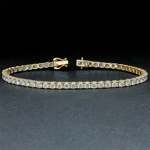 18k Yellow Gold 5.50Ct Round Certified Lab Grown/CVD Diamond Tennis Bracelet - GEMHUB