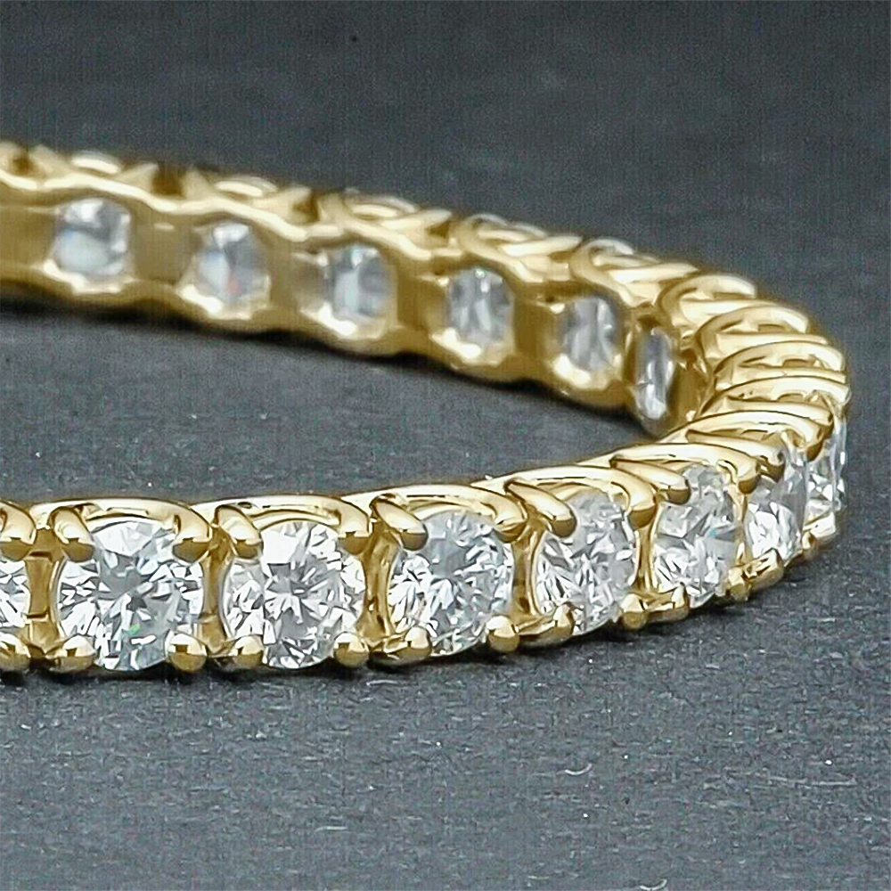 18k Yellow Gold 5.50Ct Round Certified Lab Grown/CVD Diamond Tennis Bracelet - Image 3 - GEMHUB