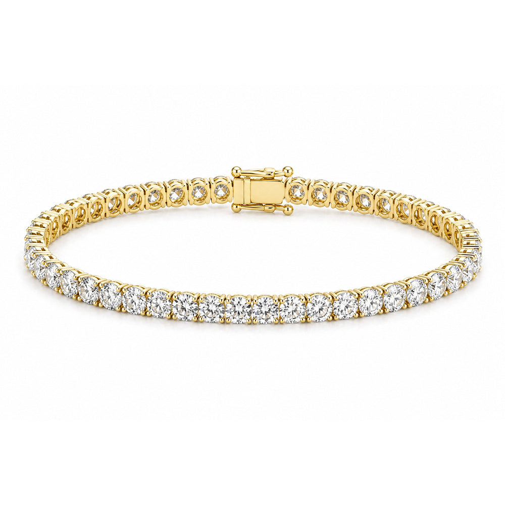 18k Yellow Gold 5.50Ct Round Certified Lab Grown/CVD Diamond Tennis Bracelet