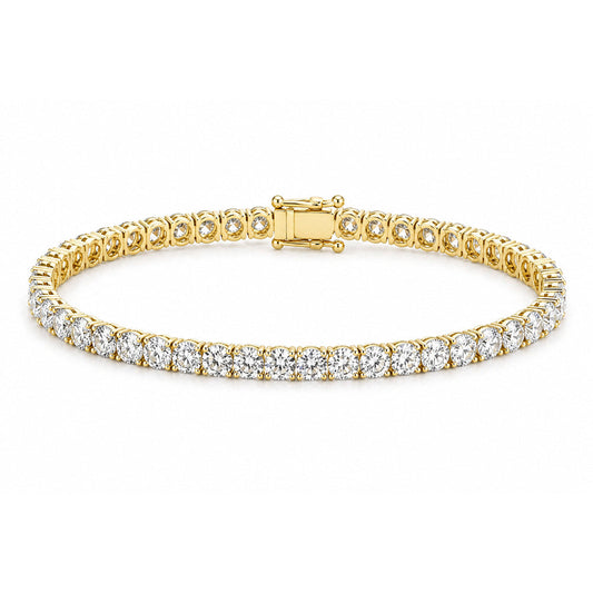 18k Yellow Gold 5.50Ct Round Certified Lab Grown/CVD Diamond Tennis Bracelet