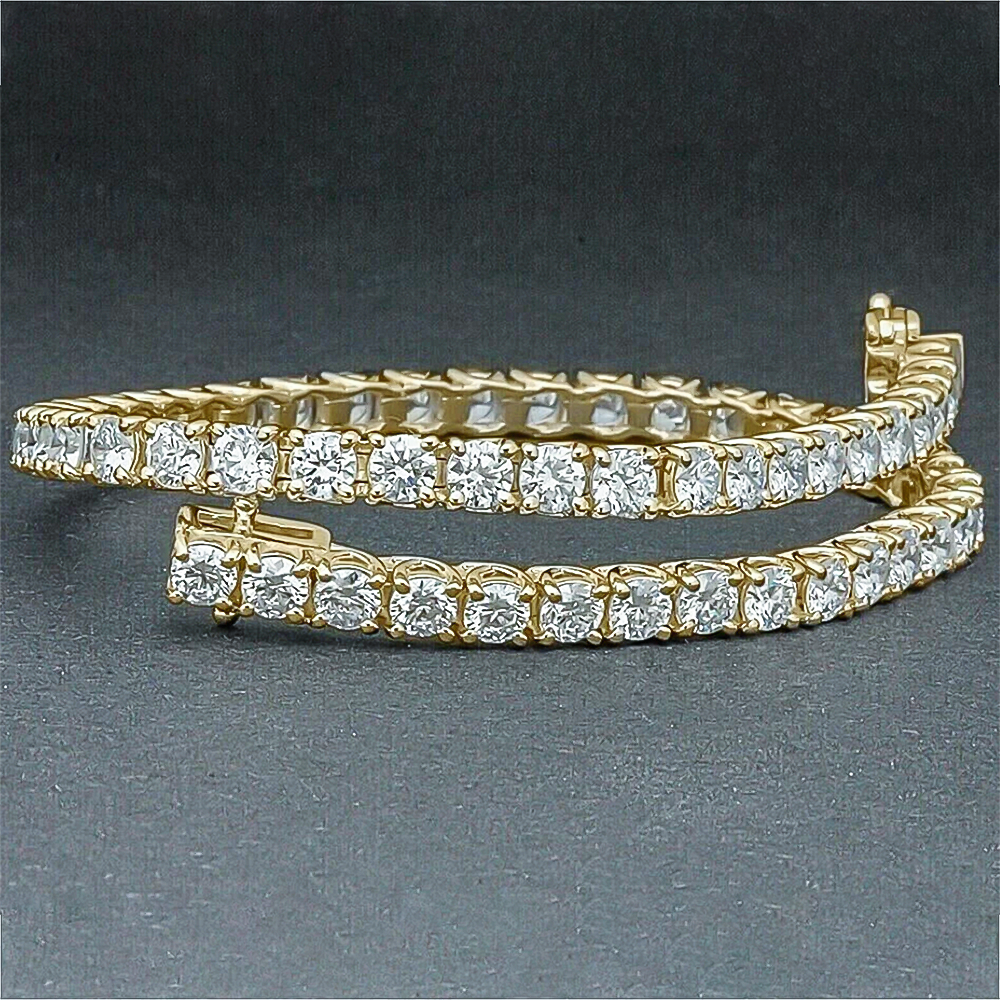 18k Yellow Gold 5.50Ct Round Certified Lab Grown/CVD Diamond Tennis Bracelet - Image 4 - GEMHUB
