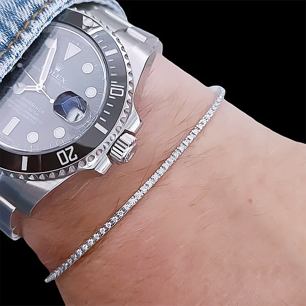 14k White Gold Natural Diamond Round 2.98CT Anniversary Gift Tennis Bracelet - Image 2 - GEMHUB