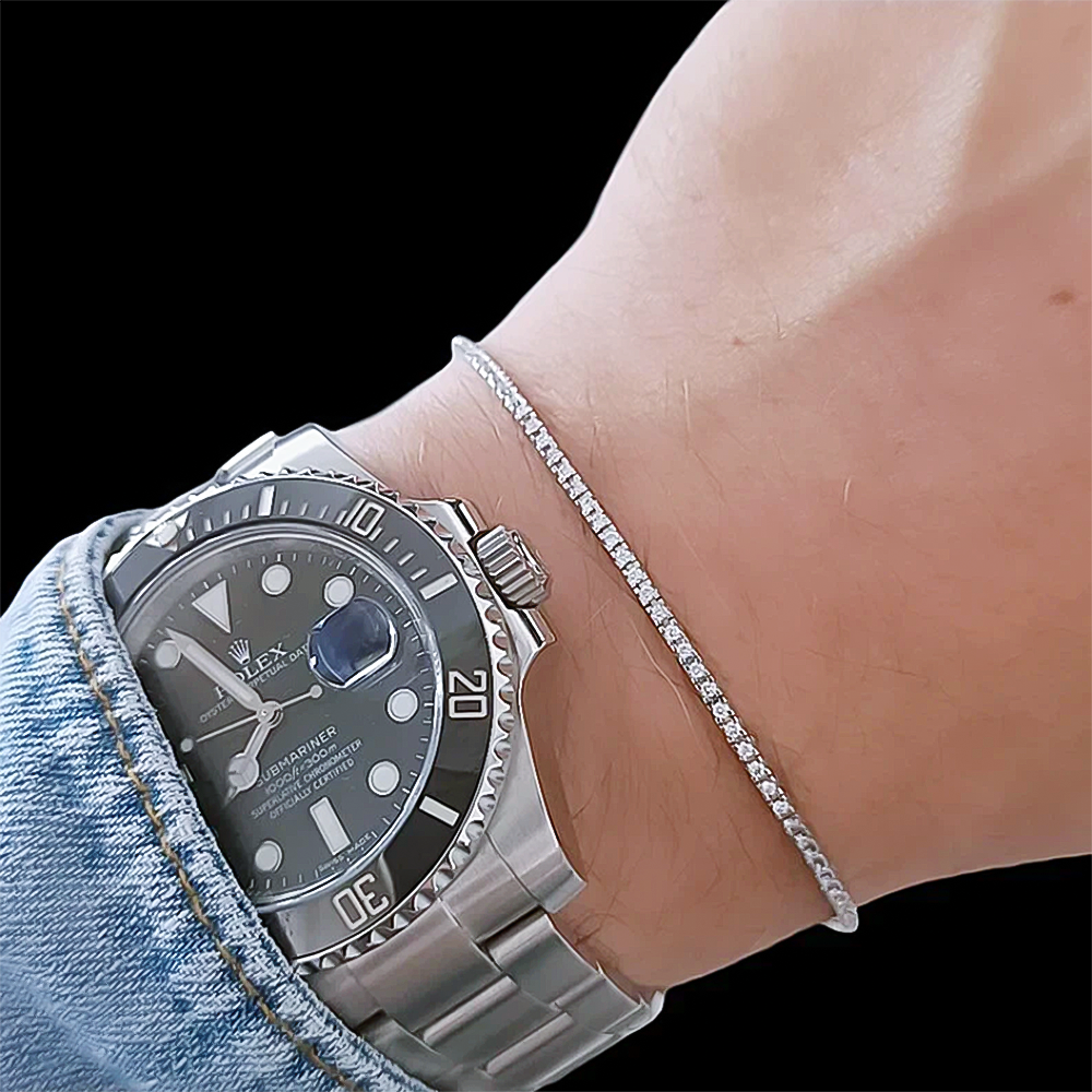 14k White Gold Natural Diamond Round 2.98CT Anniversary Gift Tennis Bracelet - Image 3 - GEMHUB