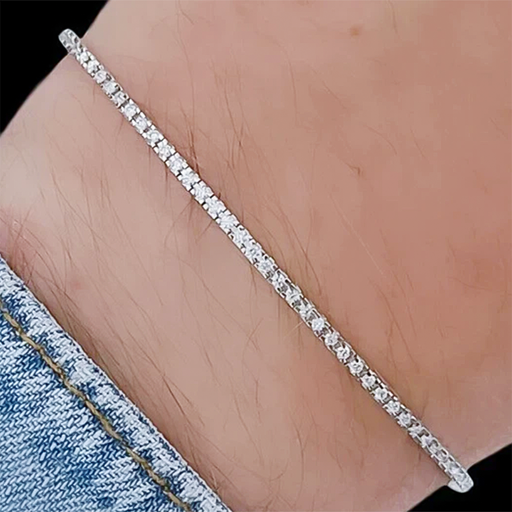 14k White Gold Natural Diamond Round 2.98CT Anniversary Gift Tennis Bracelet - Image 4 - GEMHUB