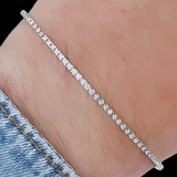 14k White Gold Natural Diamond Round 2.98CT Anniversary Gift Tennis Bracelet - Image 4 - GEMHUB