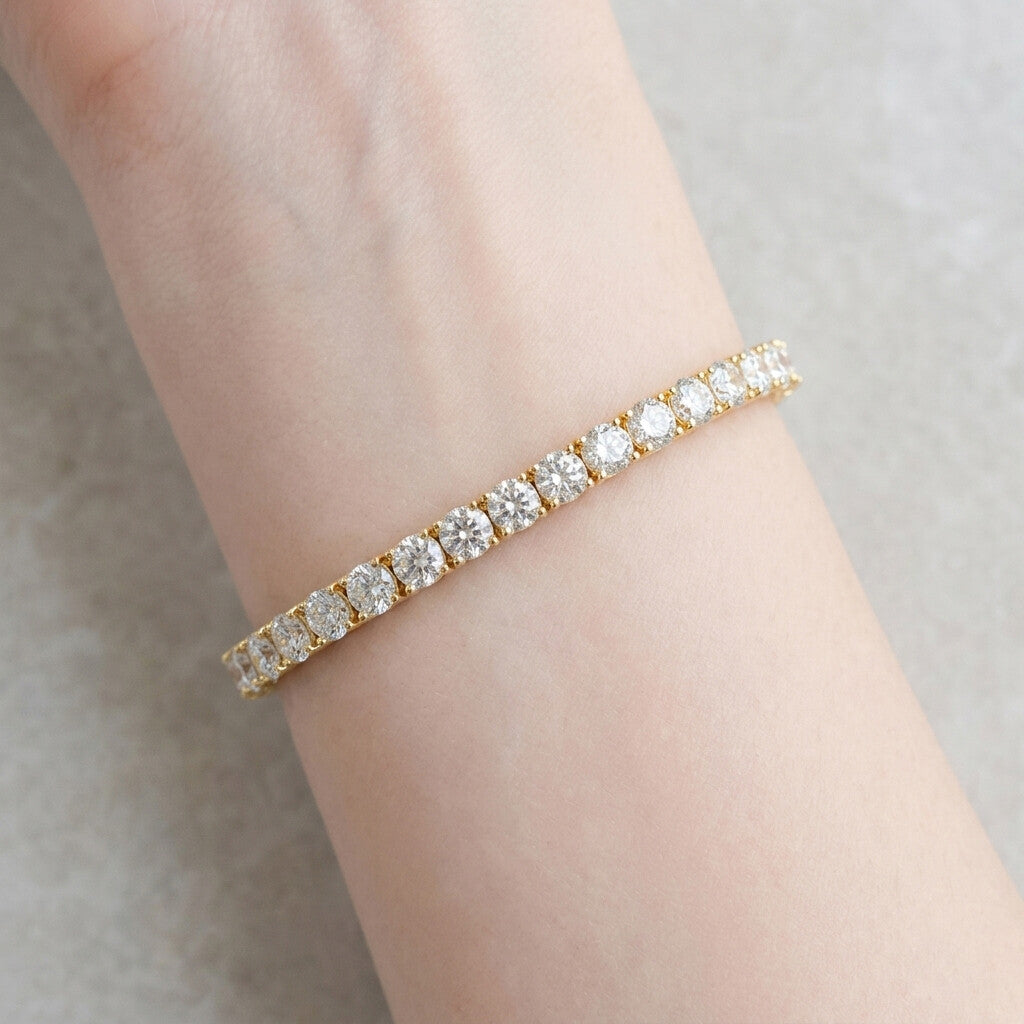 Sparkling 9.50Ct Natural Diamond Tennis Bracelet 14k Yellow Gold Certified Round - Image 2 - GEMHUB