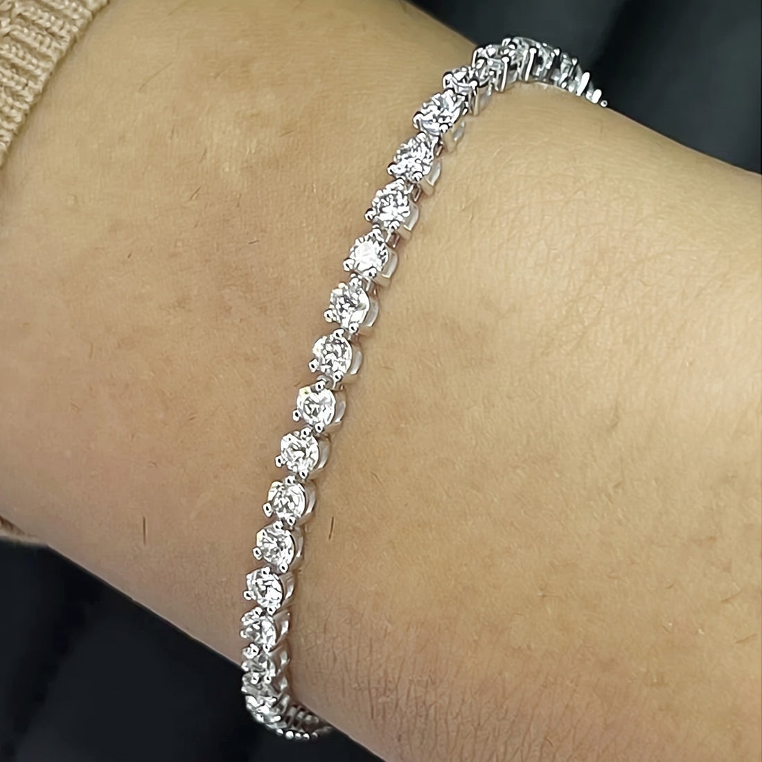 Certified Lab-Grown Diamond Birthday Propose Gift Tennis Bracelet 14k White Gold - GEMHUB